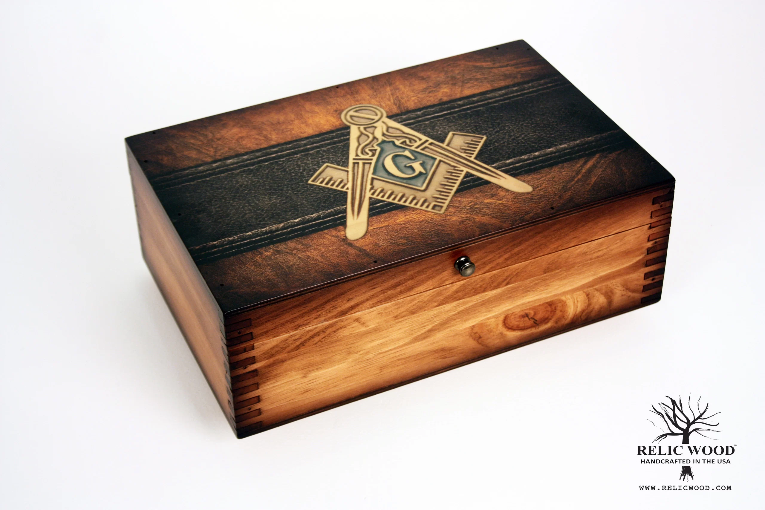 Freemason Compass Square Wooden Memory Box